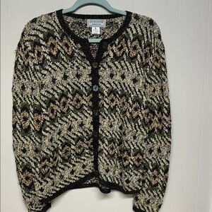 South Cotton Womens Hand Knit Heavy Knit Cardigan Size M Multicolor Sweater Y2K